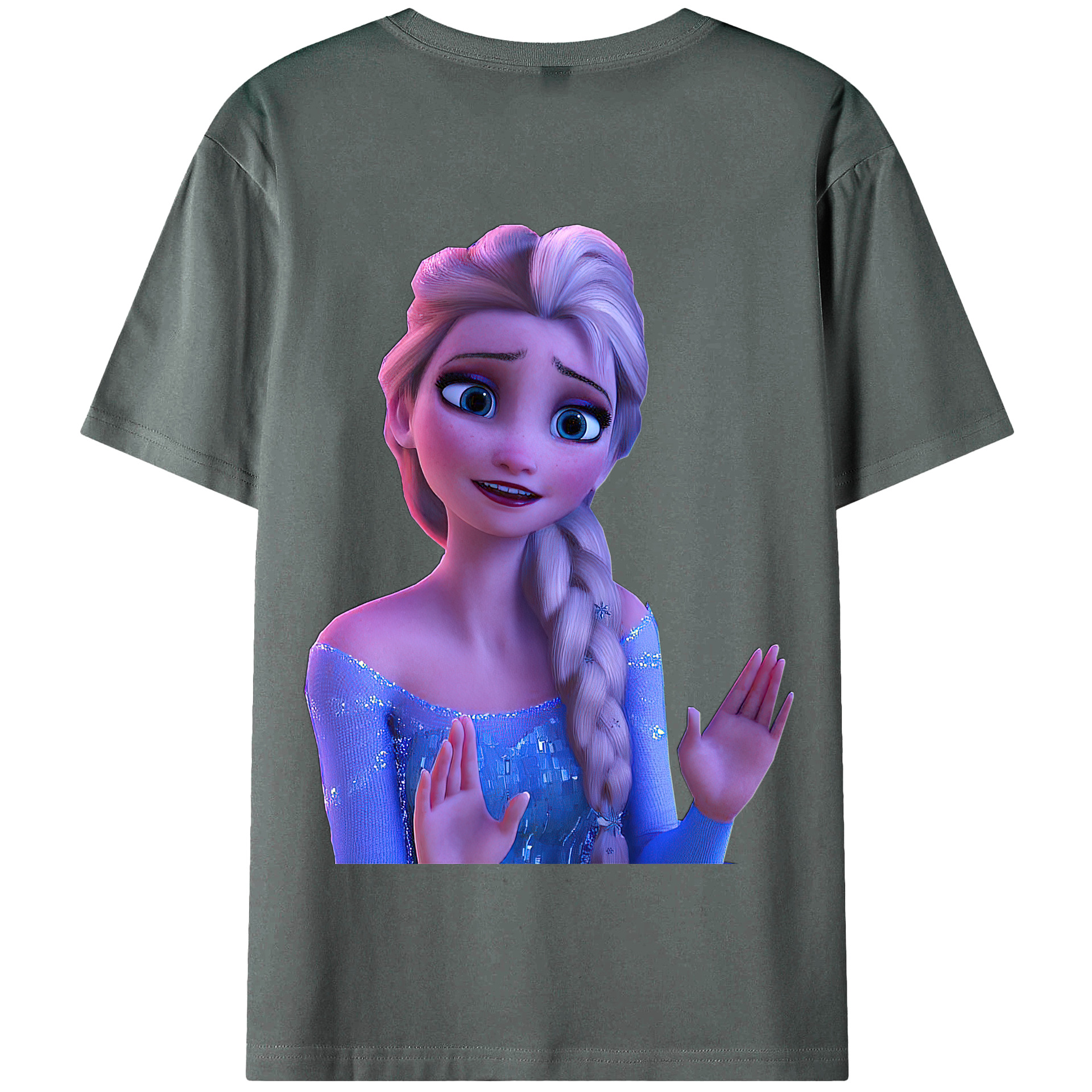 （画像用） アナと雪の女王 アンナ エルサ Frozen Anna Elsa 綿100％半袖Tシャツ（背面プリント）
